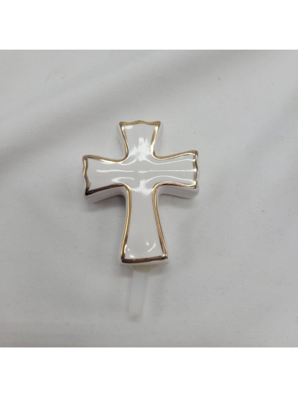 Nora Fleming White Cross Mini A176 Gold Trim Ceramic Religious Ornament 2.25" x - Picture 4 of 6